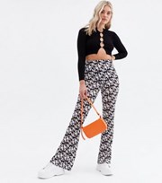 New Look Love Yourself Tall Black Logo Flared Trousers